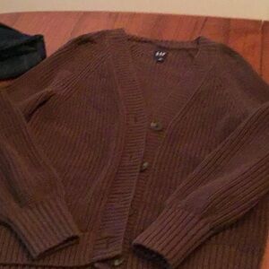 Brown knit women’s cardigan